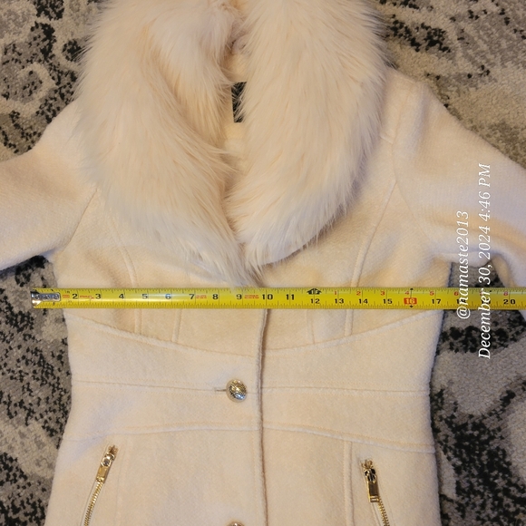 Guess Wool Blend Pea Coat Faux Fur Designer Luxury Celeb Removable Collar #74 - Picture 11 of 11